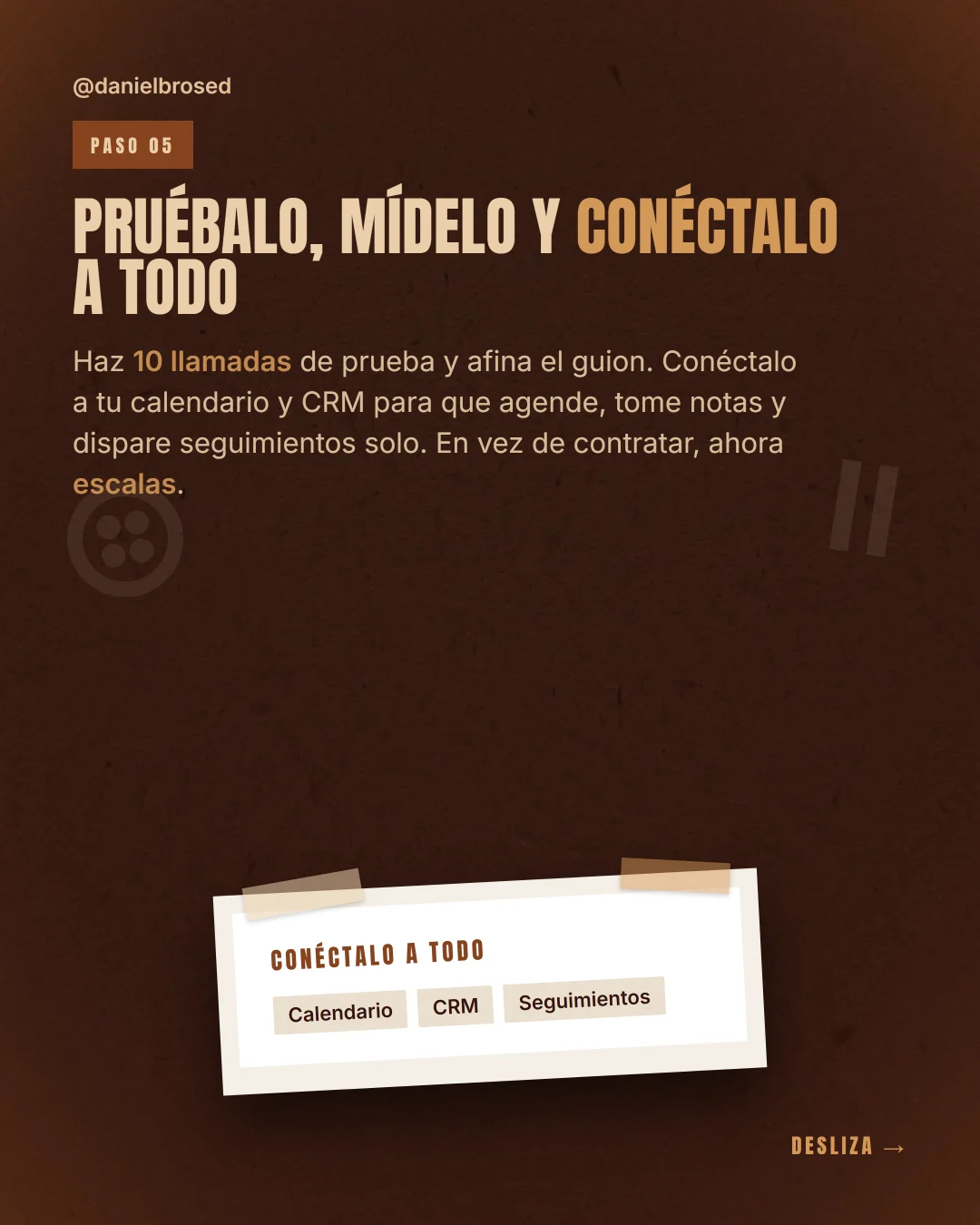 Paso 5: probarlo, medirlo y conectarlo al calendario y al CRM